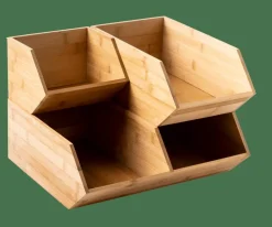 CASA BAMBOO Organizzatore Impilabile Naturale| Contenitore Per Alimenti|Scatole Conserva Vivande