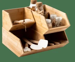 CASA BAMBOO Organizzatore Impilabile Naturale| Scatole Conserva Vivande|Contenitore Per Alimenti