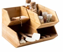 CASA BAMBOO Scatola Portatutto Vaso Per Erbe Naturale| Contenitore Per Alimenti|Scatole Conserva Vivande