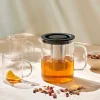 CASA CHAI Teiera 1,5 L Nero, Trasparente| Utensili Da Tè