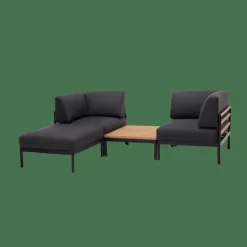 CASA HANNA Lounge Poggiapiedi Nero, Naturale| Set Lounge