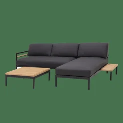 CASA HANNA Lounge Tavolino Nero, Naturale| Tavolini Da Giardino|Set Lounge