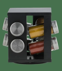 CASA INDUSTRIA Giostra Portaspezie 8 Barattolini Nero| Contenitori Per Spezie