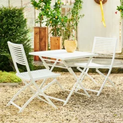 CASA JESSE Sedia Pieghevole Bianco, Beige| Sedie Bistro|Sedie Da Giardino