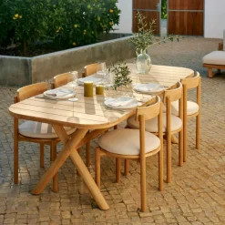 CASA JULES Set Da Giardino Con Cuscini Per Sedie Beige| Set Da Giardino|Tavoli Da Giardino