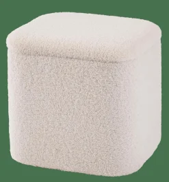 CASA LIAM Pouf Con Contenitore Bianco| Pouf Portatutto