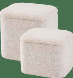 CASA LIAM Pouf Con Contenitore Bianco| Pouf Portatutto