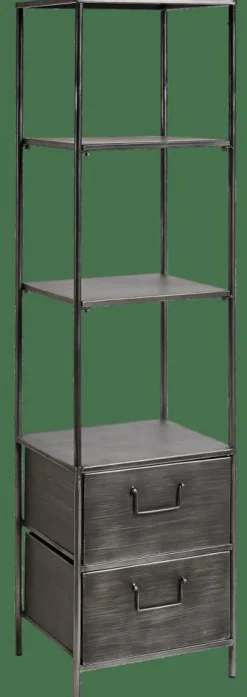 CASA PHARMA Scaffale Da Parete Con 2 Cassetti Nero| Scaffali Da Parete