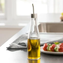 CASA PURE Bottiglietta Per Olio Argentato, Trasparente| Bottiglie Per Olio