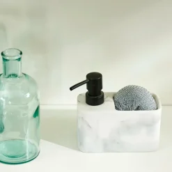 CASA SHADOW Dispenser Sapone Con Spugna Nero, Bianco| Lavare I Piatti