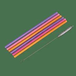 CASA SLURP Set Di 6 Cannucce Riutilizzabili Mix Di 3 Colori Arancione, Viola, Rosa| Accessori Per Cocktail
