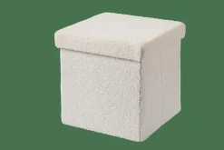 CASA STOR Pouf Pieghevole Con Contenitore Bianco| Kids|Pouf Portatutto