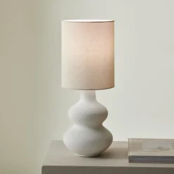 CASA WHITESTONE Lampada Tav+paralume E27 Bianco Antico| Lampade Da Tavolo