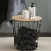 CASA WIRE Tavolino Portatutto Nero, Naturale| Cesti Di Metallo|Tavolini