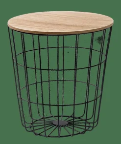 CASA WIRE Tavolino Portatutto Nero, Naturale| Cesti Di Metallo|Tavolini
