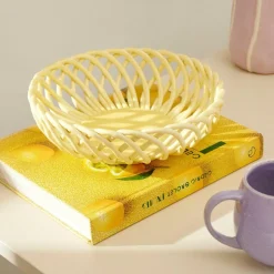 CASA WOVY Cesto Portafrutta Giallo Chiaro| Accessori Da Cucina