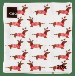 CASA X-MAS DOG Set Di 20 Tovaglioli Multicolore| Tovaglioli