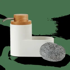 CASA YOKO Dispenser Per Sapone Con Spugna Bianco| Accessori Da Lavandino