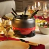 CASA DINNER Set Di Fonduta Con 6 Forchette Nero, Rosso| Elettrodomestici