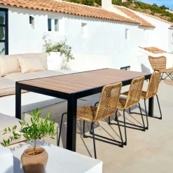 CASA ETHAN Tavolo Allungabile Nero, Naturale| Tavoli Da Giardino