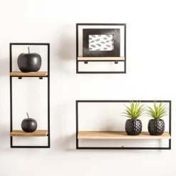 CASA MIX&MATCH Organiser Da Parete Nero, Naturale| Scaffali Da Parete