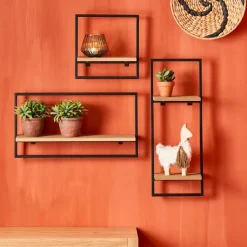 CASA MIX&MATCH Organiser Da Parete Nero, Naturale| Scaffali Da Parete