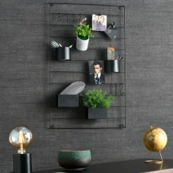 CASA MODULAR Set Di 7 Ganci Nero| Decorazioni Da Parete|Scaffali Da Parete