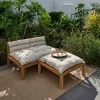 CASA PAULETTE Tavolo & Pouf Lounge Naturale| Tavolini Da Giardino|Set Lounge