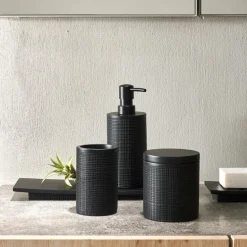 CASA SAMOURAI Scopino WC In Supporto Nero| Accessori Da Lavandino